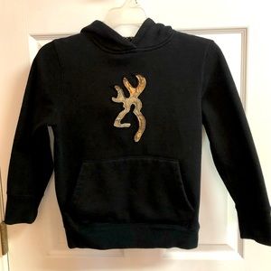 Browning deer/hunting sweatshirt with hood, Boys size S